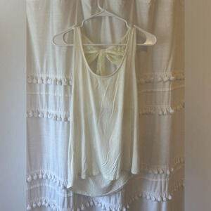 American Dream cream tank top with lace bow size M
